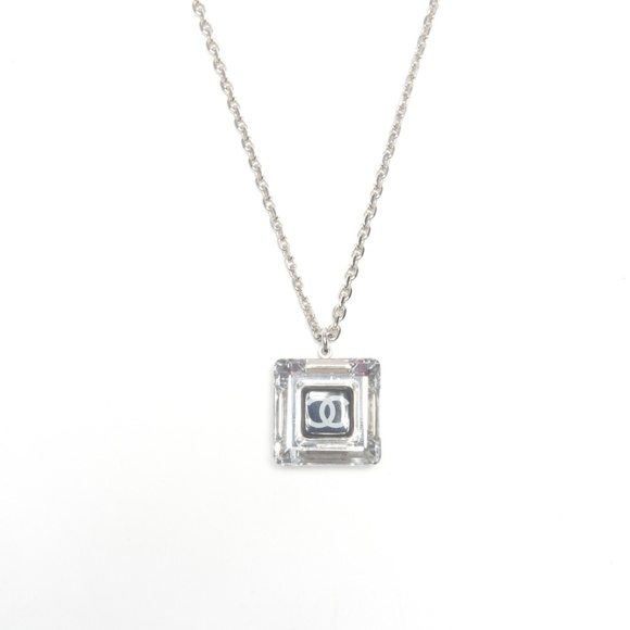 CHANEL Silver Logo Necklace